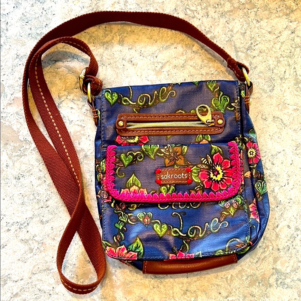 Sakroots Blue Floral Crossbody Bag